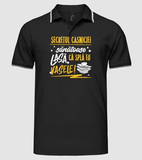 Secretul căsniciei sănătoase model negru pe tricou