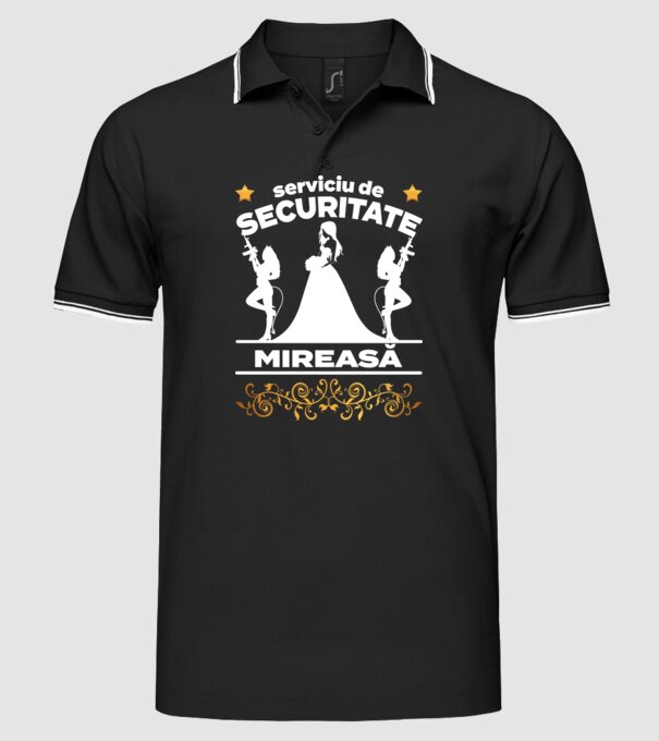 serviciu de securitate mireasă model negru pe tricou
