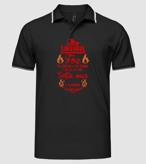 singurul foc pe care nu-l pot stinge este cel pe care soția mea l-a aprins în inima mea model negru pe tricou
