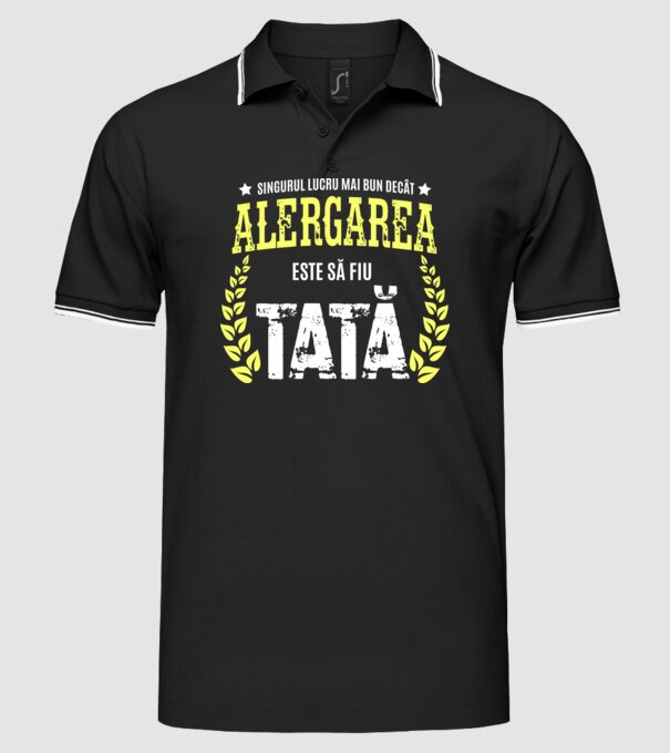 Singurul lucru mai bun decât alergarea este să fiu tată model negru pe tricou