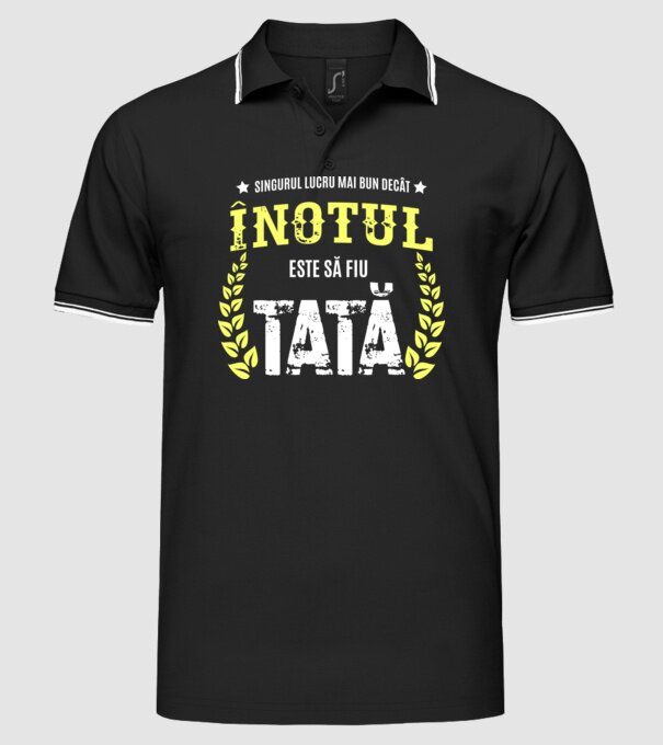 Singurul lucru mai bun decât înotul este să fiu tată model negru pe tricou