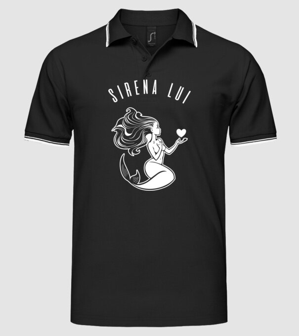 Sirena lui model negru pe tricou