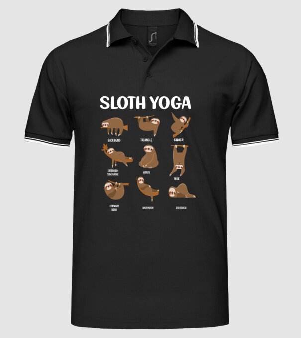 Sloth yoga model negru pe tricou