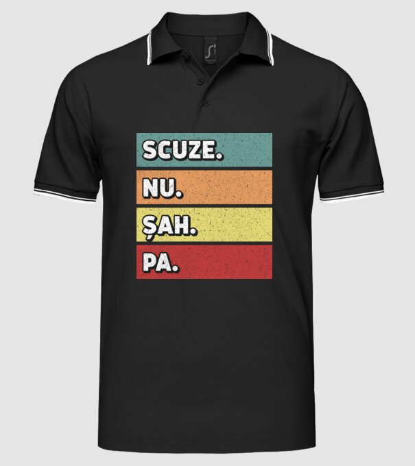 Sorry Cant Chess Bye model negru pe tricou