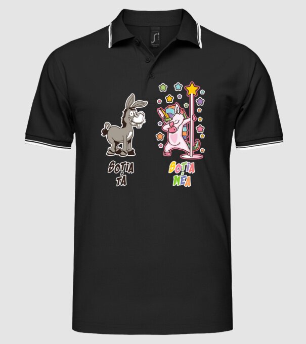 soția ta - soția mea model negru pe tricou