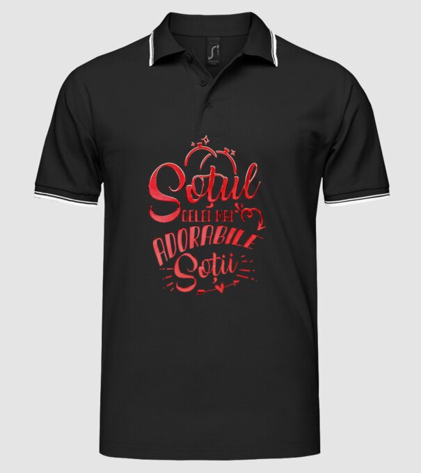 Soțul celei mai adorabile soții model negru pe tricou