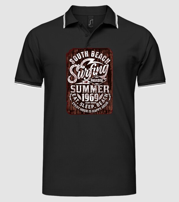 South Beach model negru pe tricou