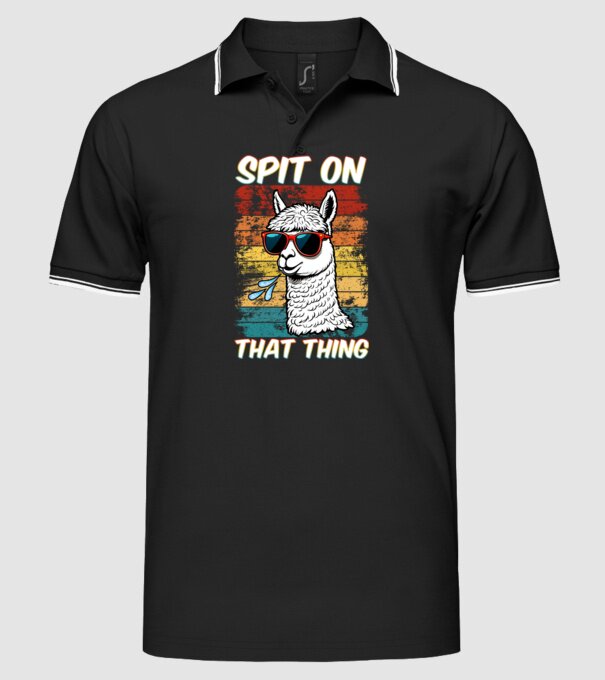 Spit on that thing llama rainbow Hawk Tuah model negru pe tricou