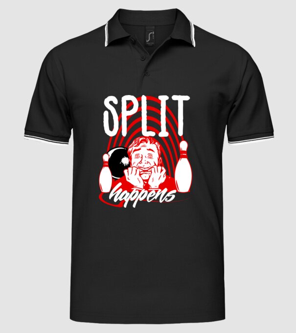 Split Happens model negru pe tricou