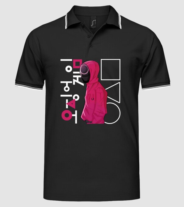 squd game guard model negru pe tricou