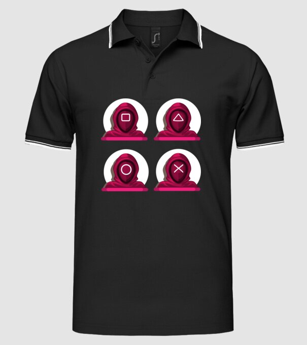 squid game characters model negru pe tricou
