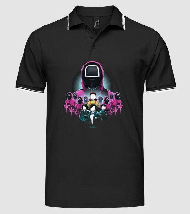 squid game crew model negru pe tricou