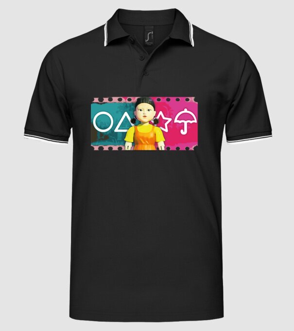 squid game drawing model negru pe tricou