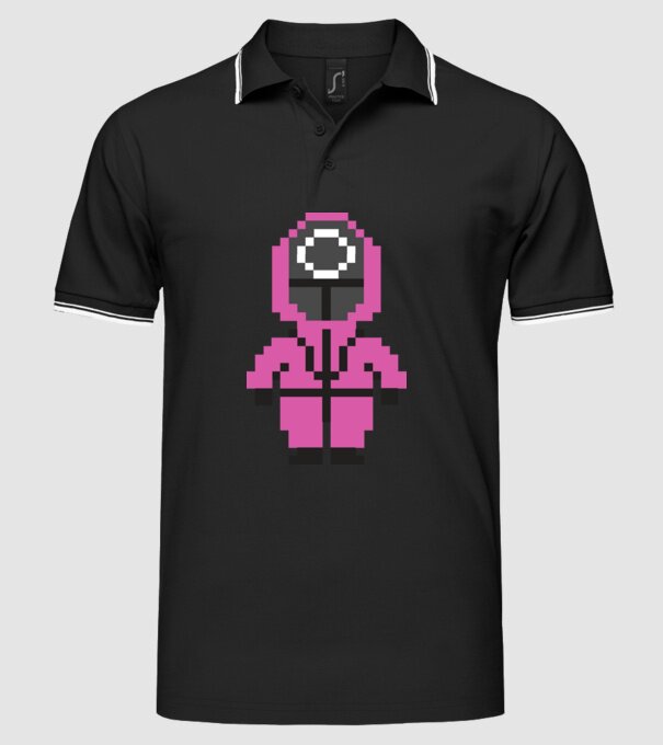 squid game pixel model negru pe tricou