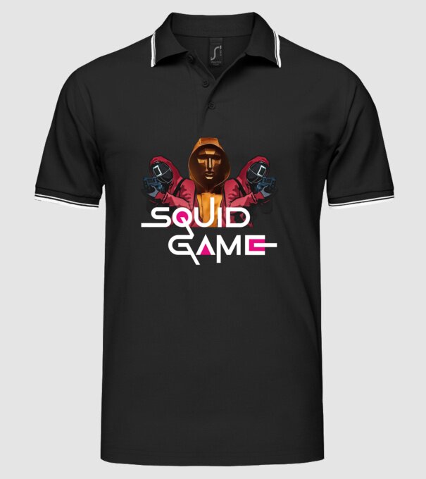 squid game poster model negru pe tricou