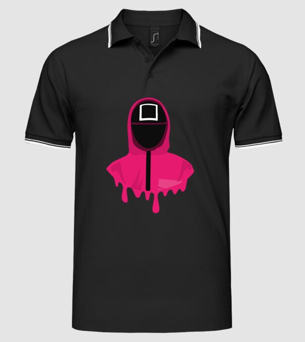 squid game square model negru pe tricou