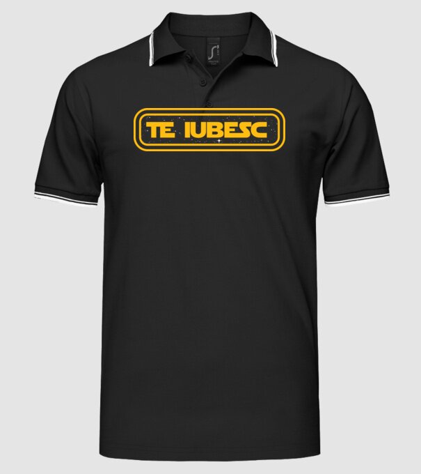 Starwars couple shirt model negru pe tricou