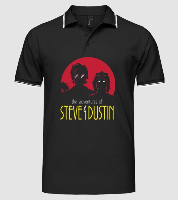 steve and dustin model negru pe tricou