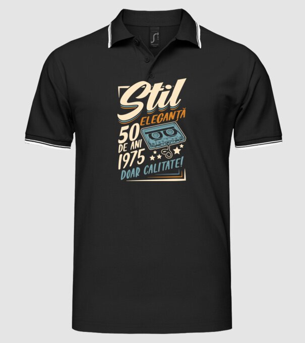 Stil eleganta 1975 model negru pe tricou