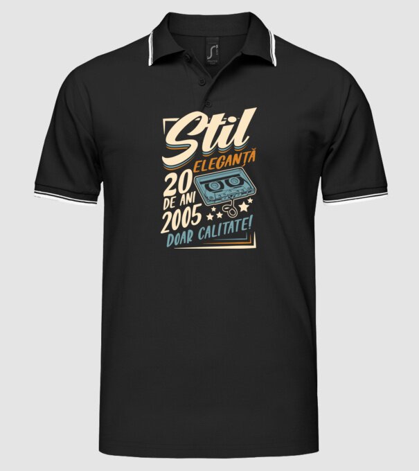 Stil eleganta 2005 model negru pe tricou