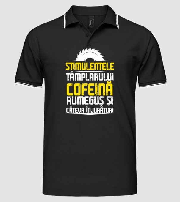stimulentele tâmplarului: cofeină, rumeguș și câteva înjurături model negru pe tricou