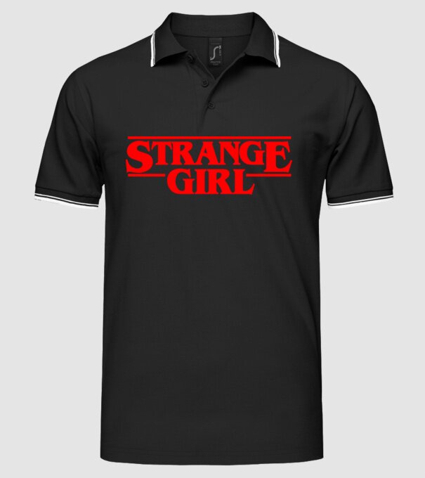 strange girl model negru pe tricou