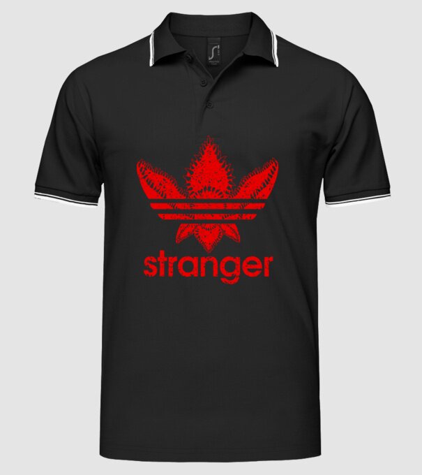 stranger logo red model negru pe tricou