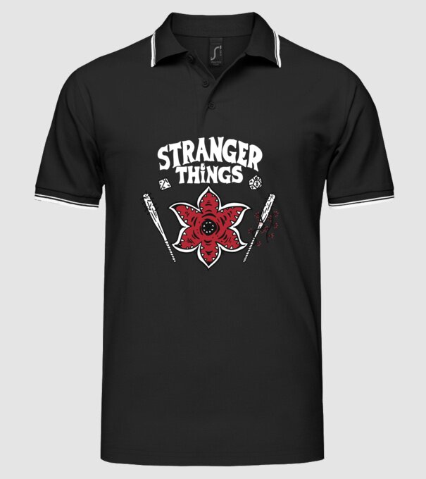 stranger things demogorgon head model negru pe tricou