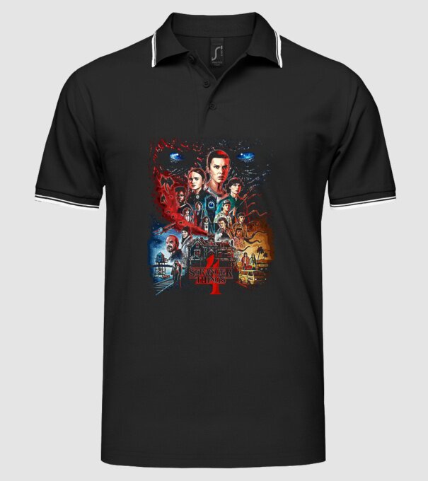stranger things poster model negru pe tricou