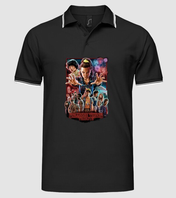 stranger things tribute poster model negru pe tricou