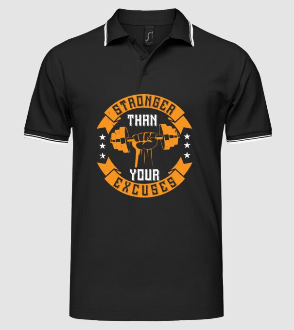 stronger than your excuses model negru pe tricou