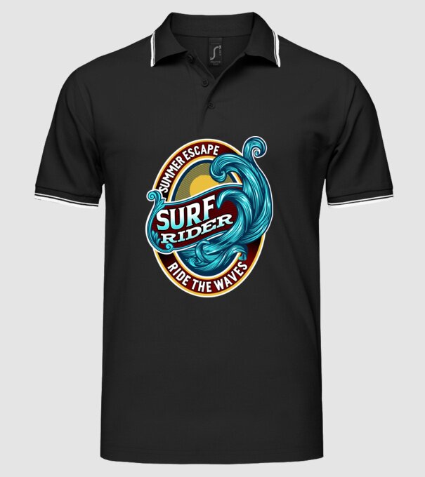 Summer Escape model negru pe tricou
