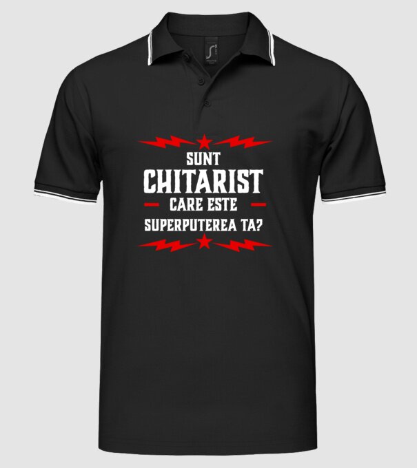 sunt chitarist, care este superputerea ta? model negru pe tricou