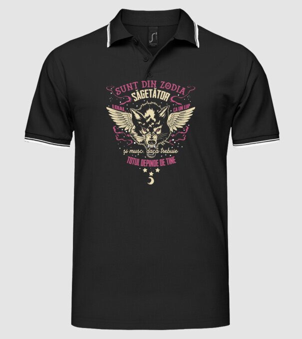 Săgetător model negru pe tricou