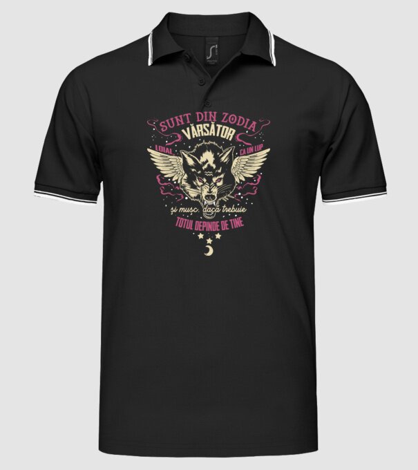 Vărsător model negru pe tricou