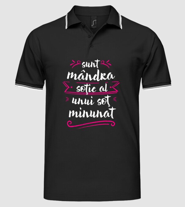 Sunt mândra soție a unui soț minunat model negru pe tricou