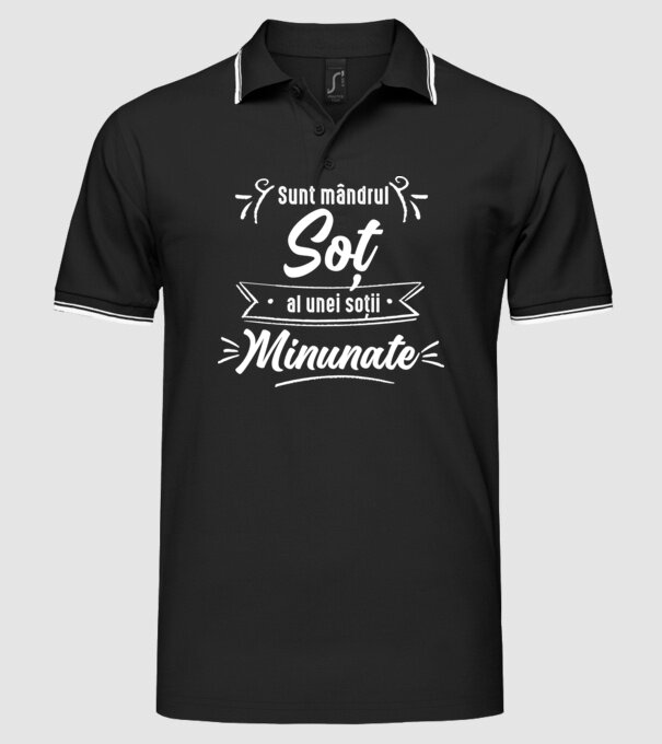 Sunt mândrul soț al unei soții minunate model negru pe tricou