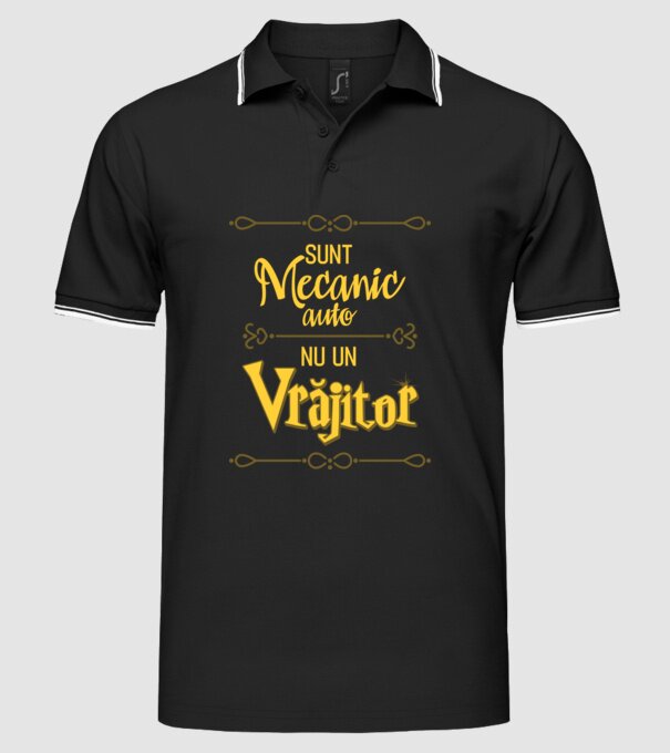 Sunt mecanic auto, nu un vrăjitor model negru pe tricou