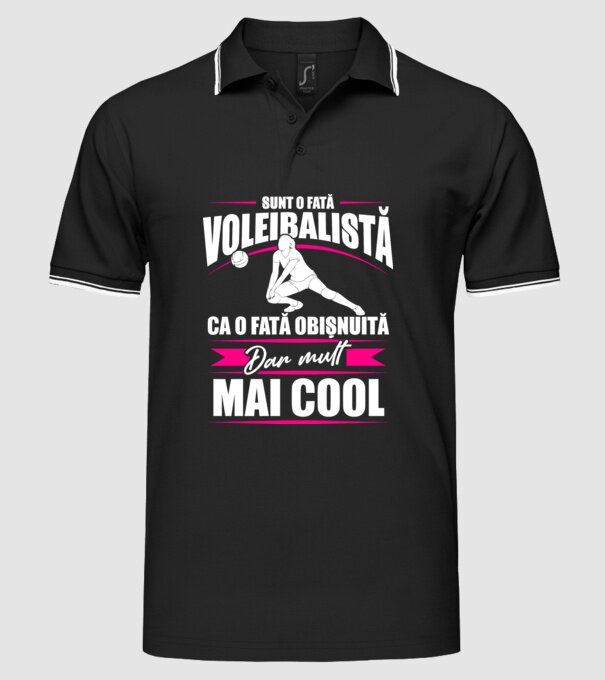 sunt o fată voleibalistă, ca o fată obișnuită, dar mult mai cool model negru pe tricou