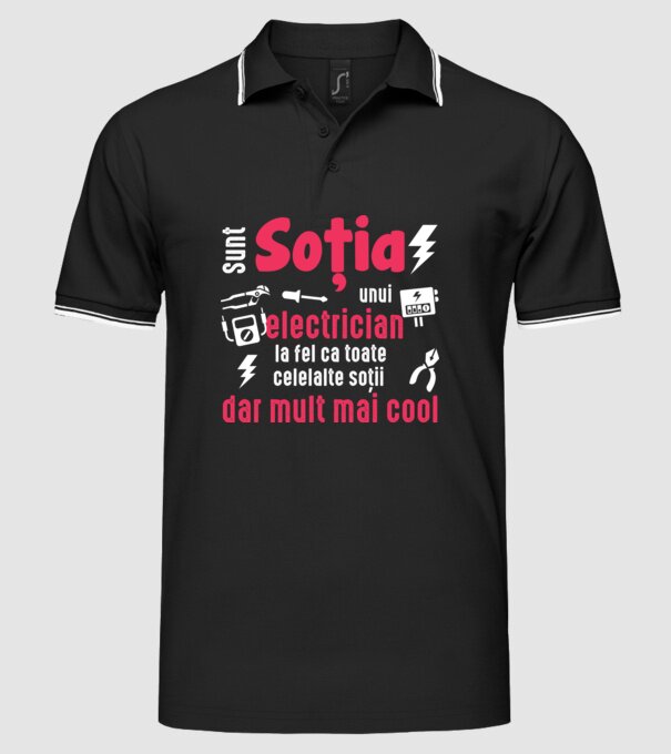 sunt soția unui electrician, la fel ca toate celelalte soții, dar mult mai cool D4337486 model negru pe tricou