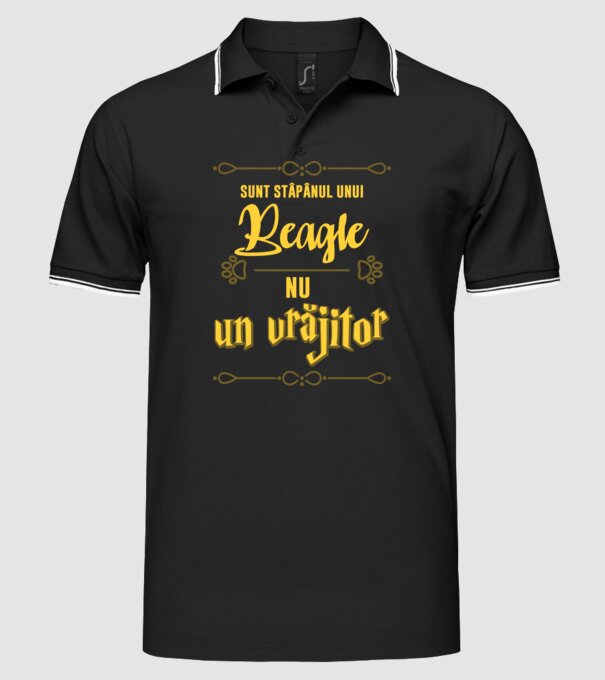sunt stăpânul unui beagle, nu un vrăjitor model negru pe tricou