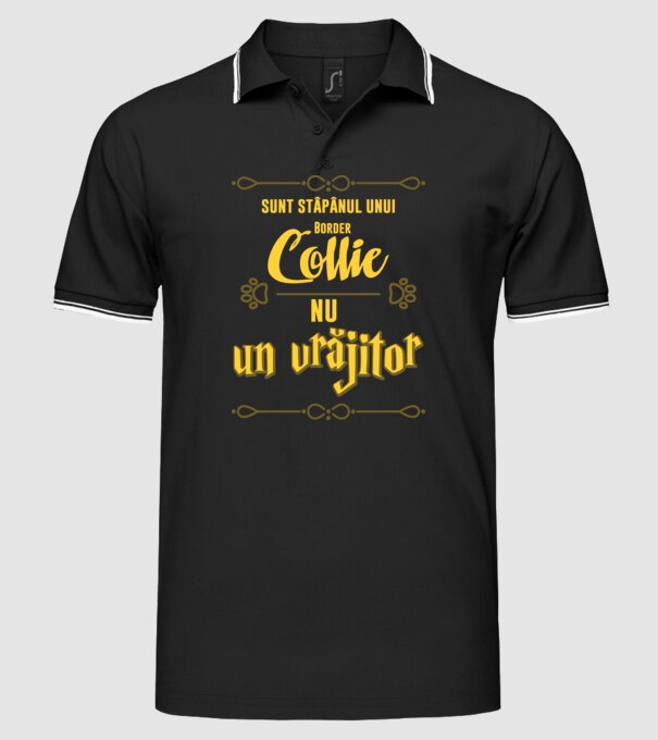 sunt stăpânul unui border collie, nu un vrăjitor model negru pe tricou
