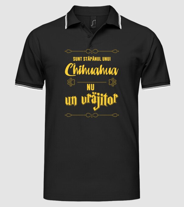 sunt stăpânul unui chihuahua, nu un vrăjitor model negru pe tricou