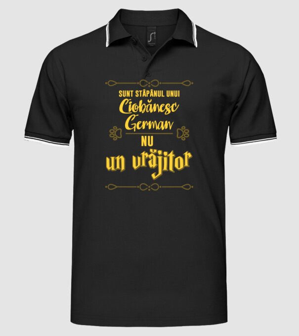 sunt stăpânul unui ciobănesc german, nu un vrăjitor model negru pe tricou