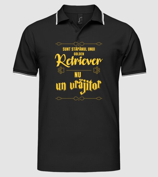 sunt stăpânul unui golden retviever, nu un vrăjitor model negru pe tricou