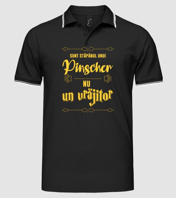sunt stăpânul unui pinscher, nu un vrăjitor model negru pe tricou