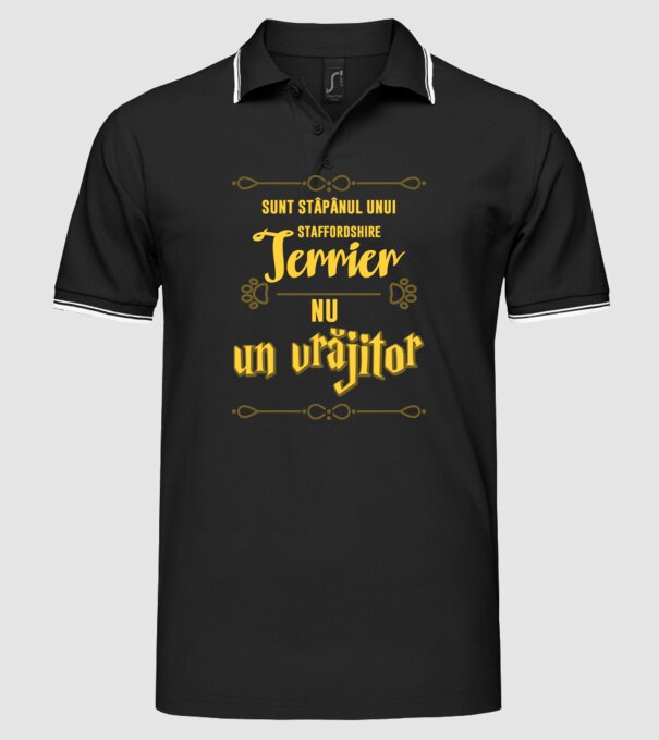 sunt stăpânul unui staffordshire terrier, nu un vrăjitor model negru pe tricou
