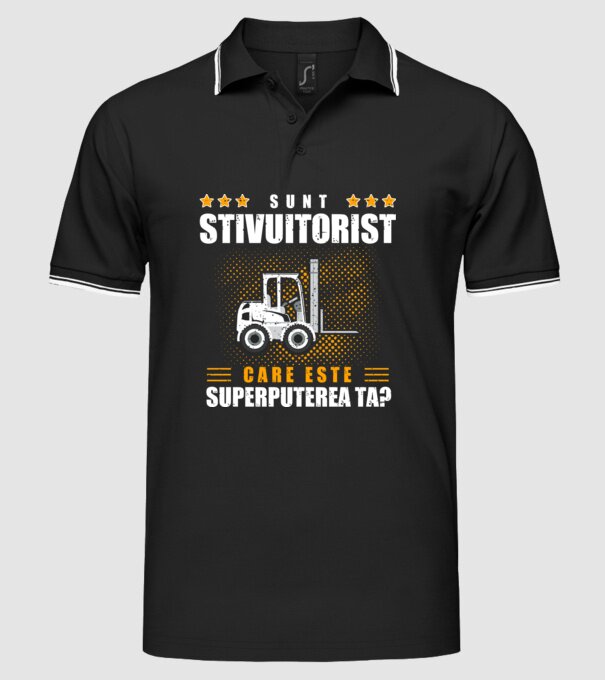 Sunt stivuitorist, care este superputerea ta model negru pe tricou
