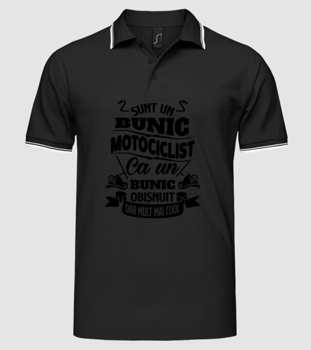 Sunt un bunic motociclist, ca un bunic obișnuit, dar mult mai cool model negru pe tricou