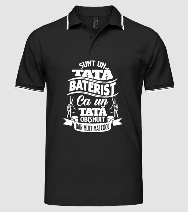 Sunt un tată baterist, ca un tată obișnuit, dar mult mai cool model negru pe tricou